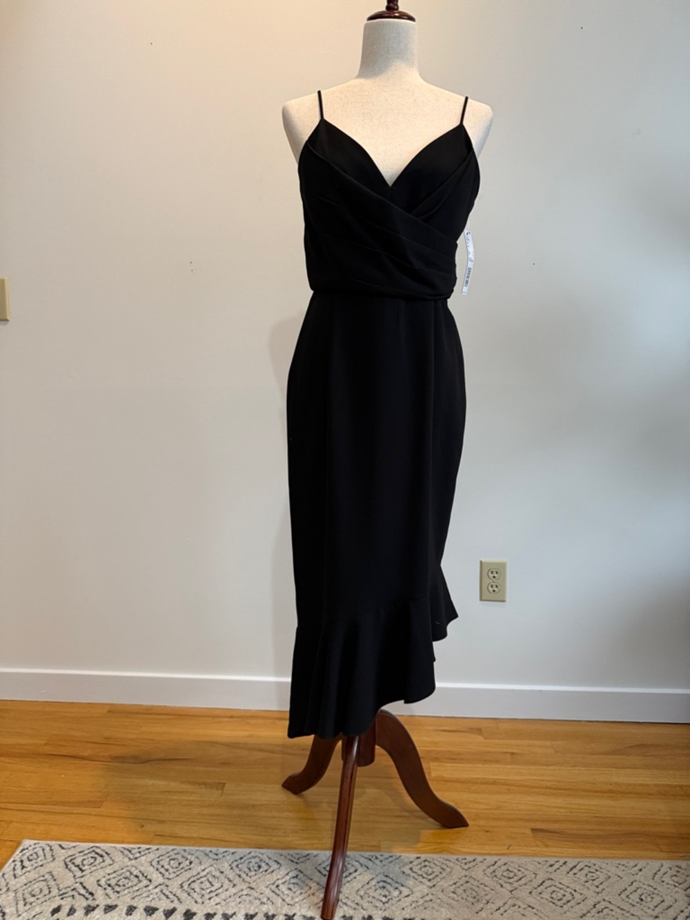 Black Spaghetti‑Strap Midi Dress